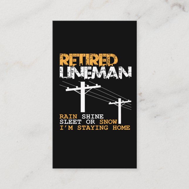 Lineman Retirement Funny Electrician Occupation Business Card (Front)