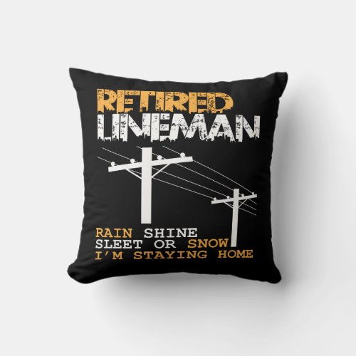 Lineman Retirement Funny Electrician Occupation Throw Pillow
