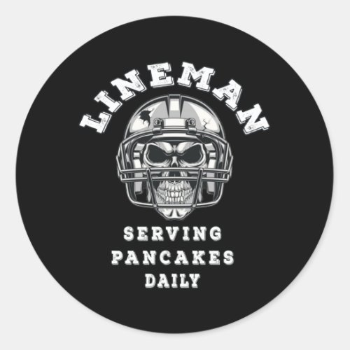 Lineman serving pancakes daily football classic round sticker