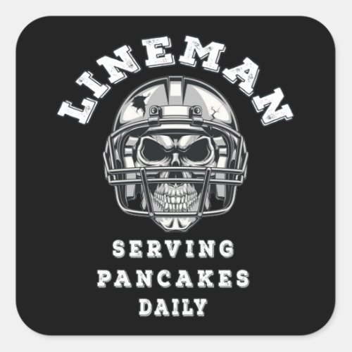 Lineman serving pancakes daily football square sticker