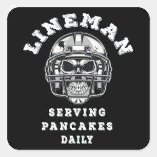Lineman serving pancakes daily football square sticker