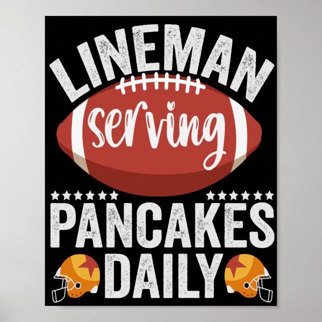 Lineman Serving Pancakes Daily Funny Football Gift Poster (Front)