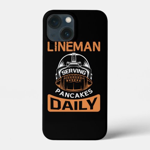 lineman_serving_pancakes_daily_tshirt_design iPhone 13 mini case