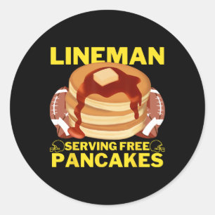 Lineman Serving Pancakes Football Lineman Classic Round Sticker