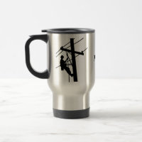 Lineman Silhouettes Personalized Name Travel Mug