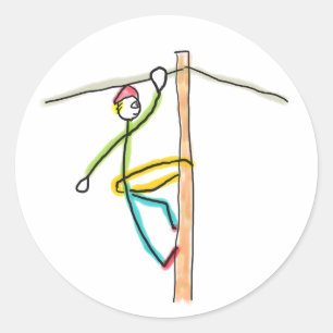 Lineman Stickman Classic Round Sticker