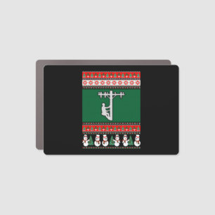 Lineman Ugly Christmas Sweater Car Magnet