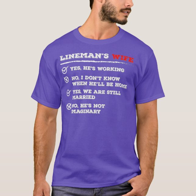 Lineman Wife American Electrician Cable Wire T-Shirt (Front)