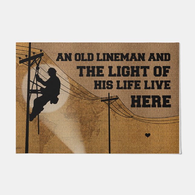 Lineman's Gift, Housewarming Gift, Home Decor Doormat (Front)