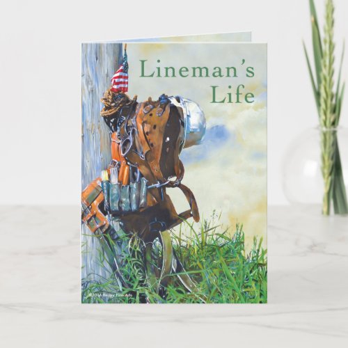 Linemans Life Original Painting and Poem Card