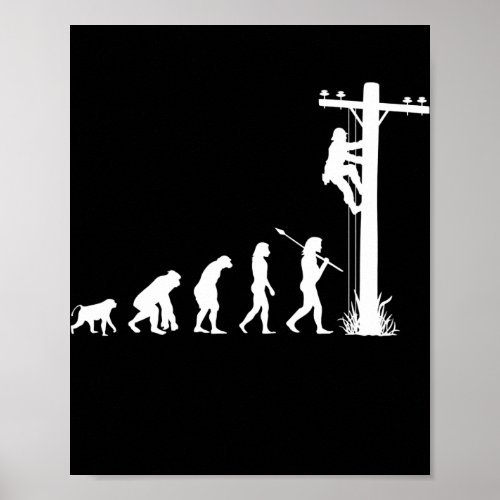 Linemen Electrician Evolution Funny Electrical Poster