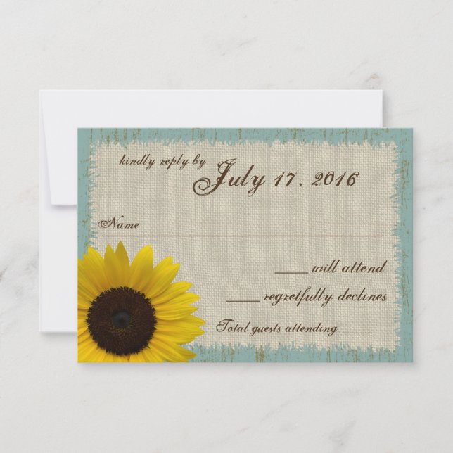 Linen and Barnwood Sunflower Response Card (Front)