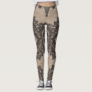 Linen and lace leggings