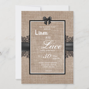Linen and lace  wedding invitation