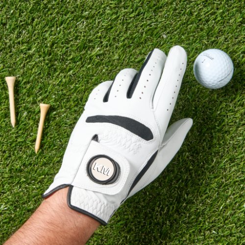 Linen and White 3D  Modern Initial Golf Glove