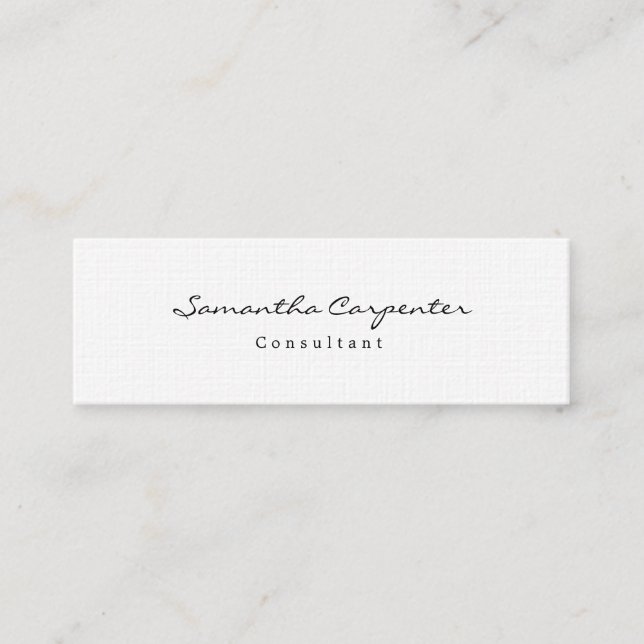 Linen Attractive Stylish Simple Plain Minimalist Mini Business Card (Front)