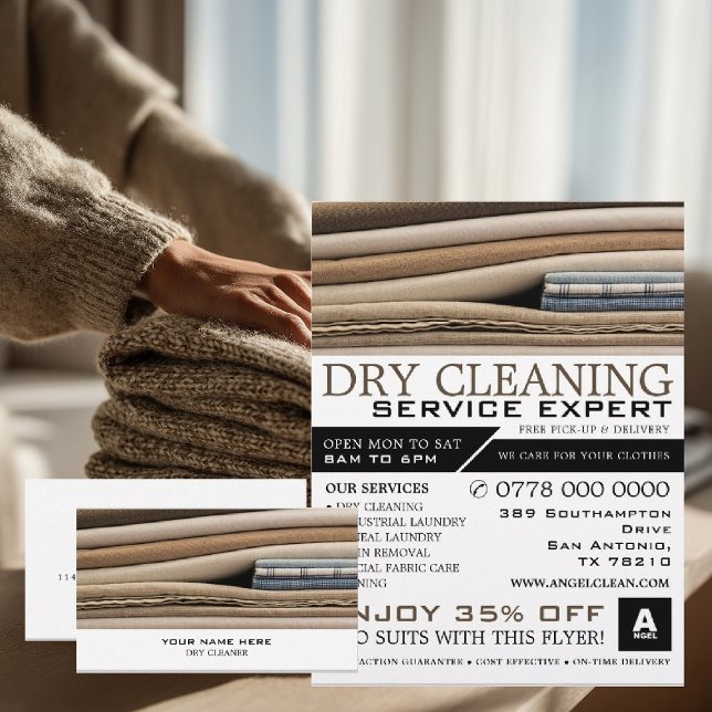 Linen Bedsheets, Dry Cleaners, Cleaning Service Flyer (Creator Uploaded)