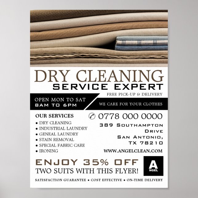 Linen Bedsheets, Dry Cleaners, Cleaning Service Poster (Front)