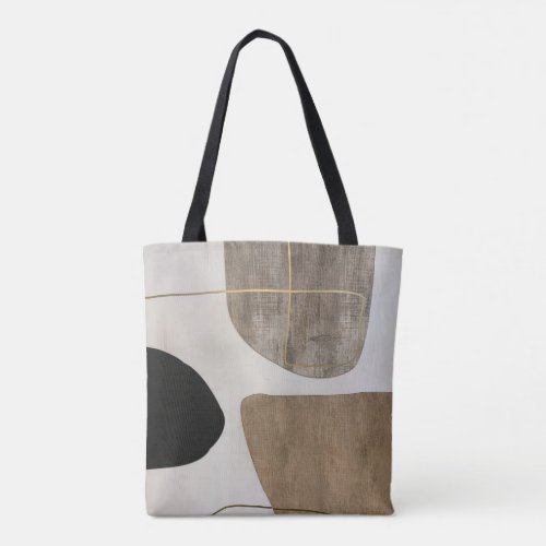 Linen Beige Abstract Design Paint Tote Bag
