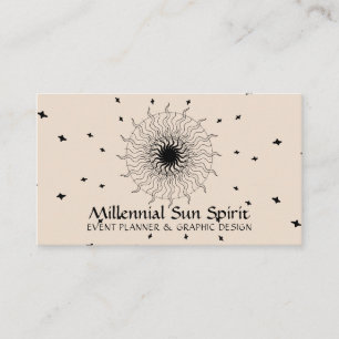 Linen Beige Abstract Spiritual Stars Sun Business Card