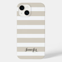 Linen Beige and Black Classic Stripes Monogram