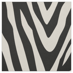 Linen Beige and Black Zebra Print Large Scale Fabric