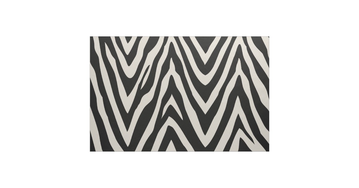 Linen Beige and Black Zebra Print Large Scale Fabric ...