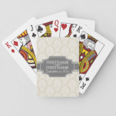 Linen Beige and Charcoal Damask Pattern Playing Cards (Back)