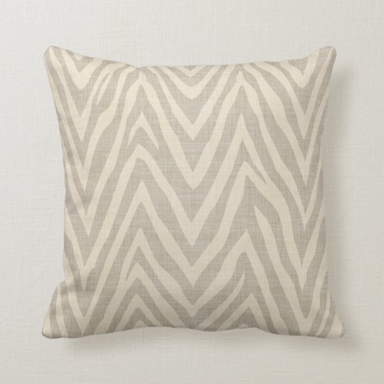 Linen Beige and Taupe Zebra Print Throw Pillow Zazzle