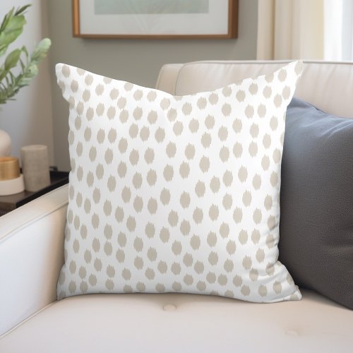 Linen Beige and White Scattered Dots Throw Pillow