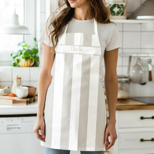 Linen Beige Candy Stripe Apron