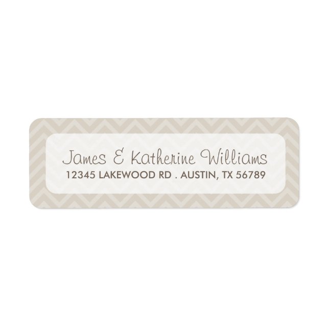 Linen Beige Chevron Stripes Modern Wedding Label (Front)