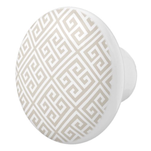 Linen Beige Greek Key Ceramic Knob