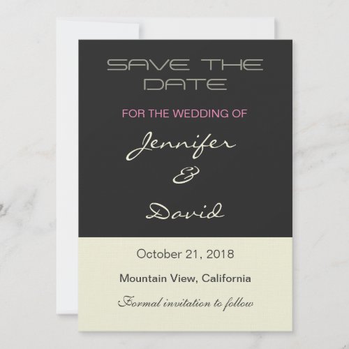 Linen Beige Grey Modern Wedding Invitation
