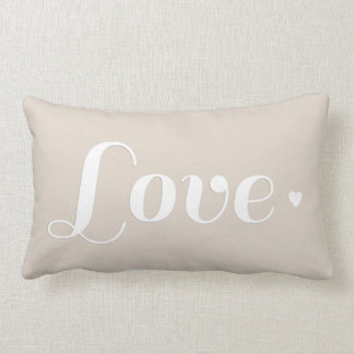 Linen Beige Love Heart Lumbar Pillow