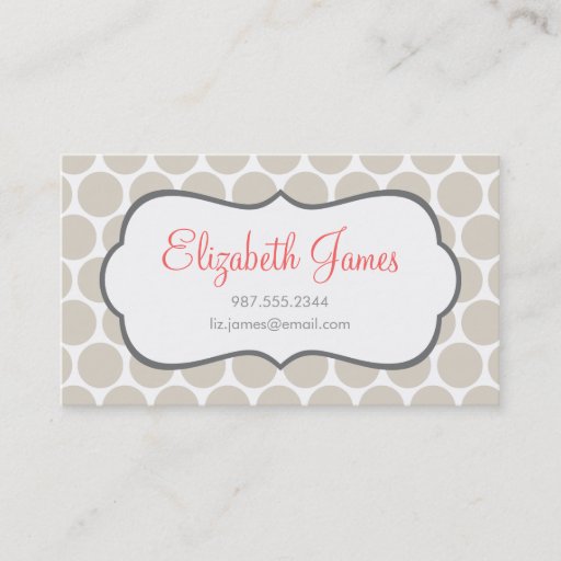 Customizable Linen Beige Mod Big Dots Business Card Template