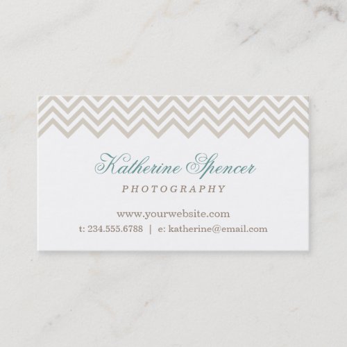 Linen Beige Modern Chevron and Polka Dots Business Cards