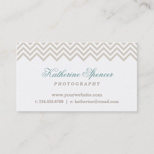Customizable Linen Beige Modern Chevron and Polka Dots Business Cards