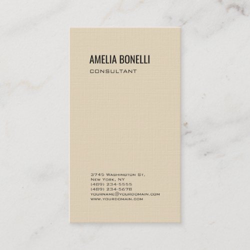 Linen Beige Modern Minimalist Professional Business Card