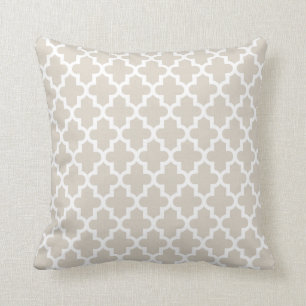 Linen Beige Modern Moroccan Pattern Throw Pillow