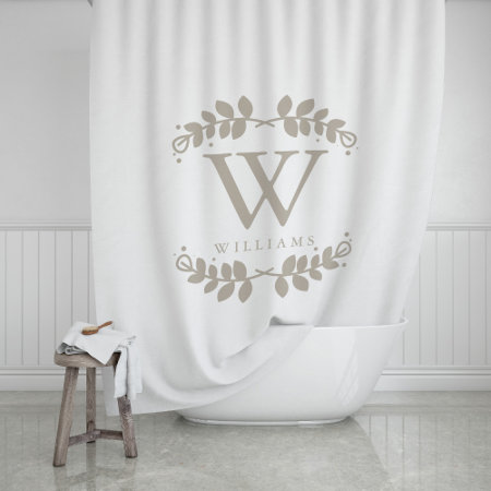 Linen Beige Monogram Shower Curtain