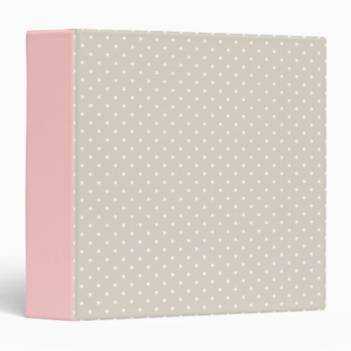 Linen Beige  Pink Cute Tiny Polka Dots Binder