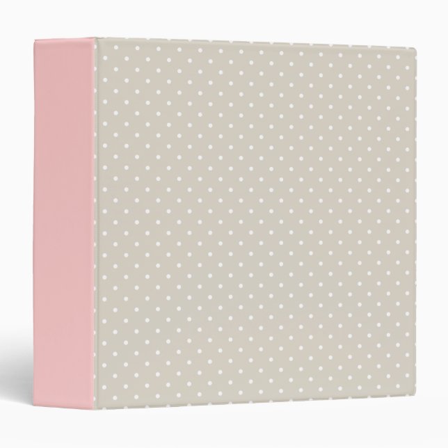 Linen Beige & Pink Cute Tiny Polka Dots Binder (Front/Spine)