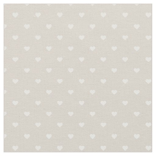 Linen Beige Polka Dot Hearts Fabric