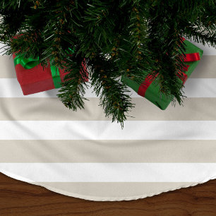 Linen Beige Preppy Stripes Brushed Polyester Tree Skirt