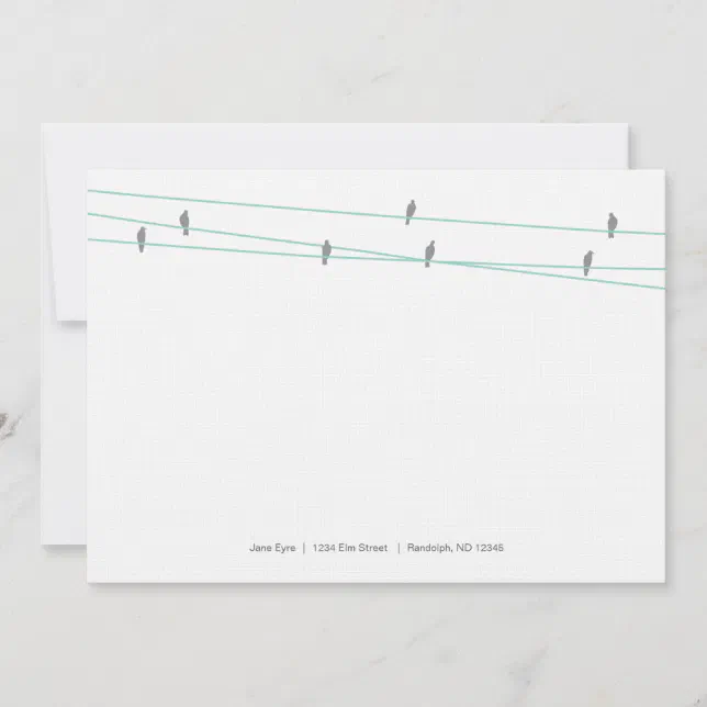 Linen Birds on a Wire Note Cards | Zazzle