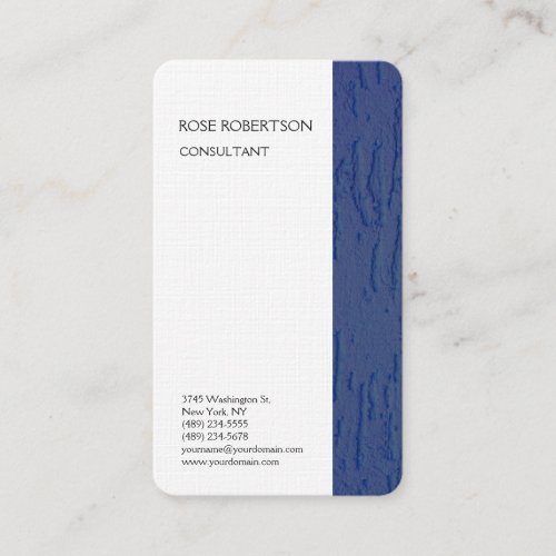 Linen Blue White Texture Minimalist Professional Business Card