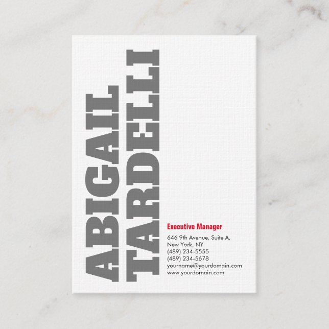 Linen Bold Grey White Minimalist Modern Elegant Business Card (Front)