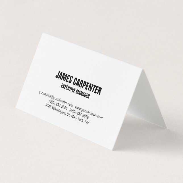 Linen Bold Text Black White Modern Professional Business Card (Front)