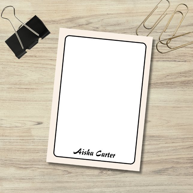 Linen Border Minimalist Professional Name  Post-it Notes (Creator Uploaded)